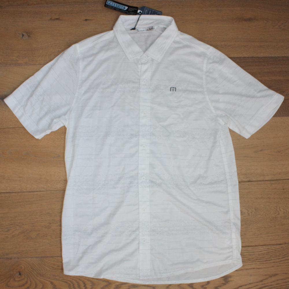 Travis Mathew Men's Large White Gray Button Down